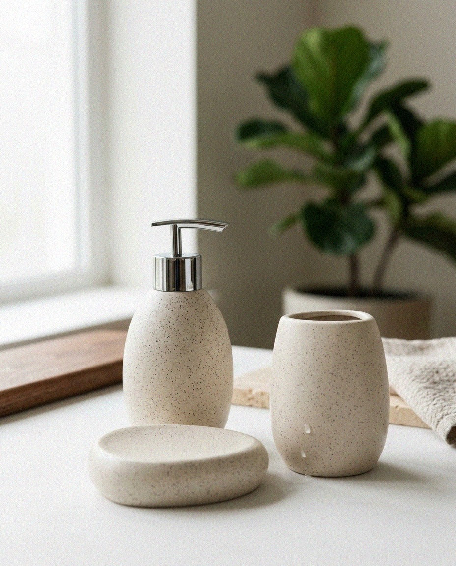 White Ceramic Bath Set - styled photo 4