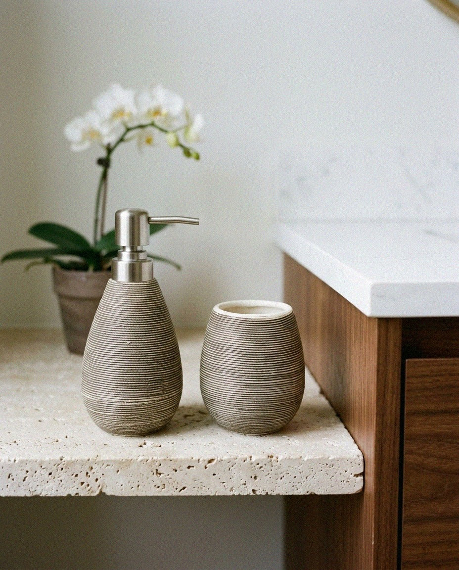 Handmade Ceramic Bath Set - 5 Piece - styled photo 2