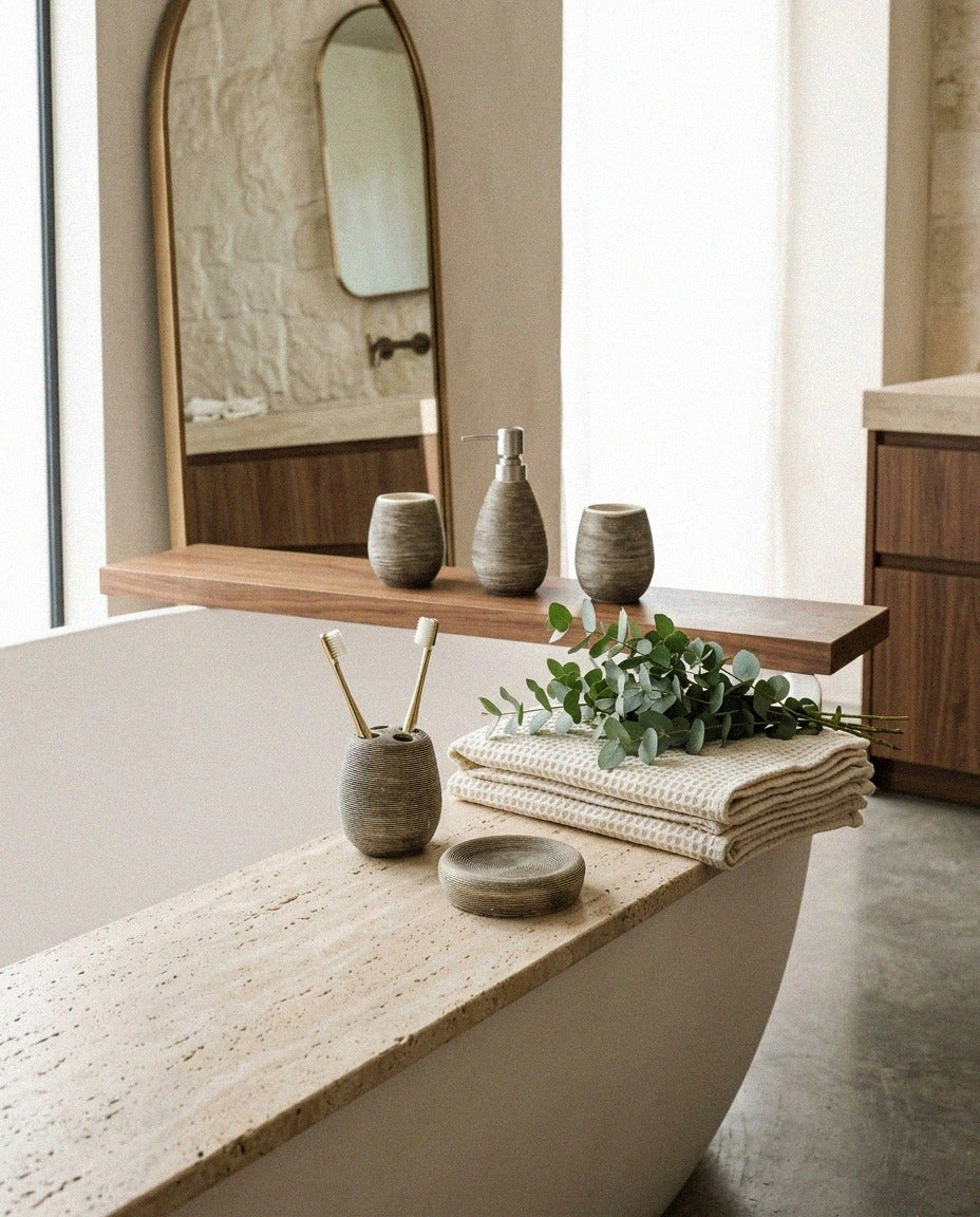 Handmade Ceramic Bath Set - 5 Piece - styled photo 3