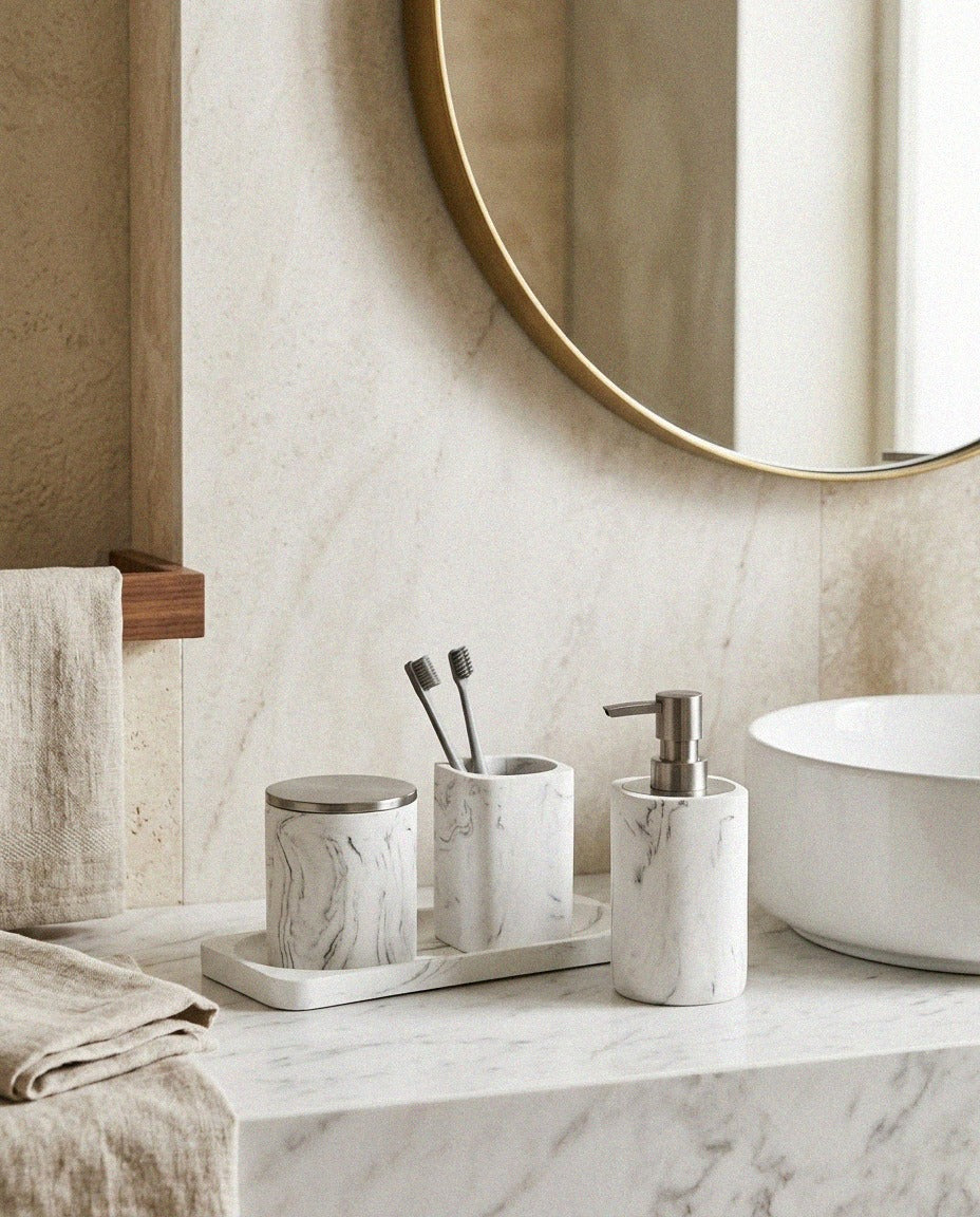 White Marble Bath Set - 4 Piece - styled photo 1