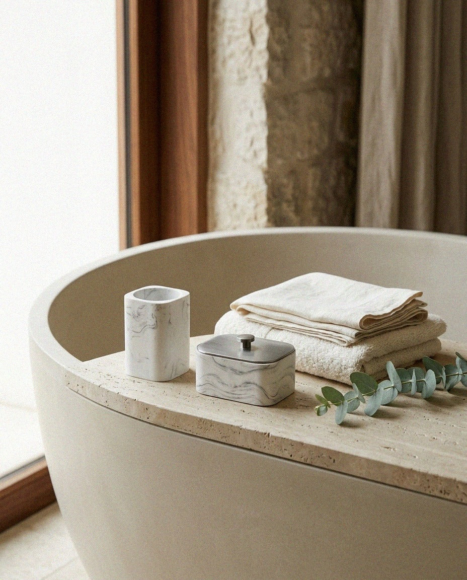 White Marble Bath Set - 4 Piece - styled photo 2