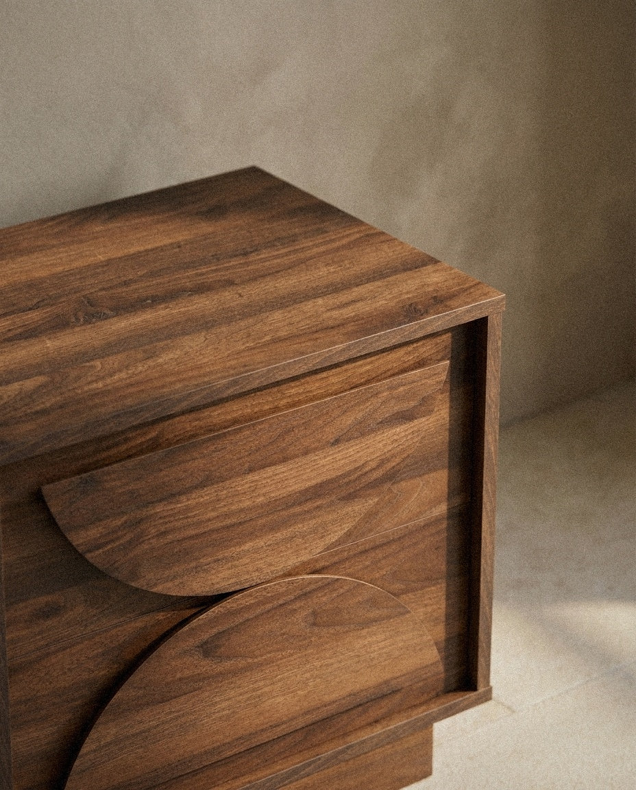 Close-up of Bulwark 2-Drawer Nightstand showing material and construction