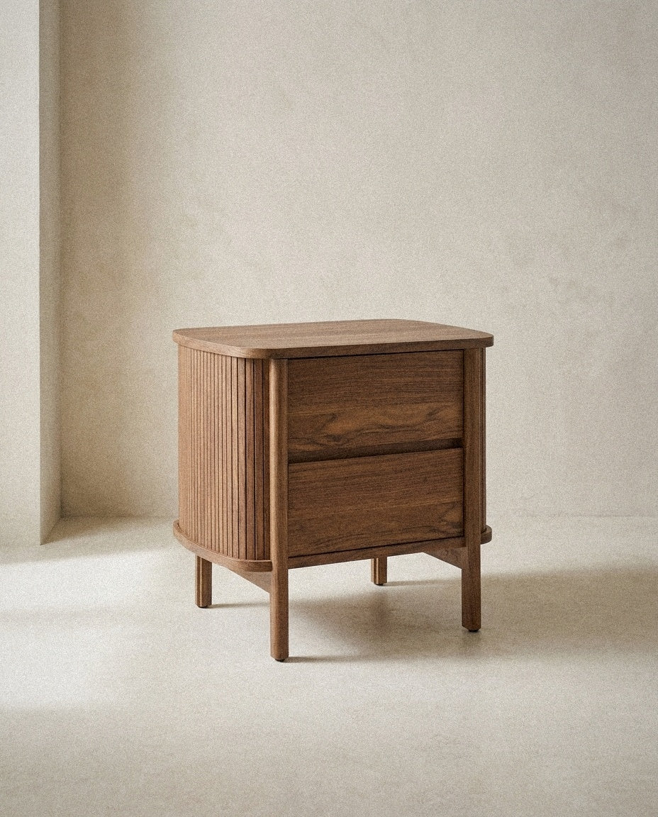 Cadence 2-Drawer Nightstand in a light organic modern interior