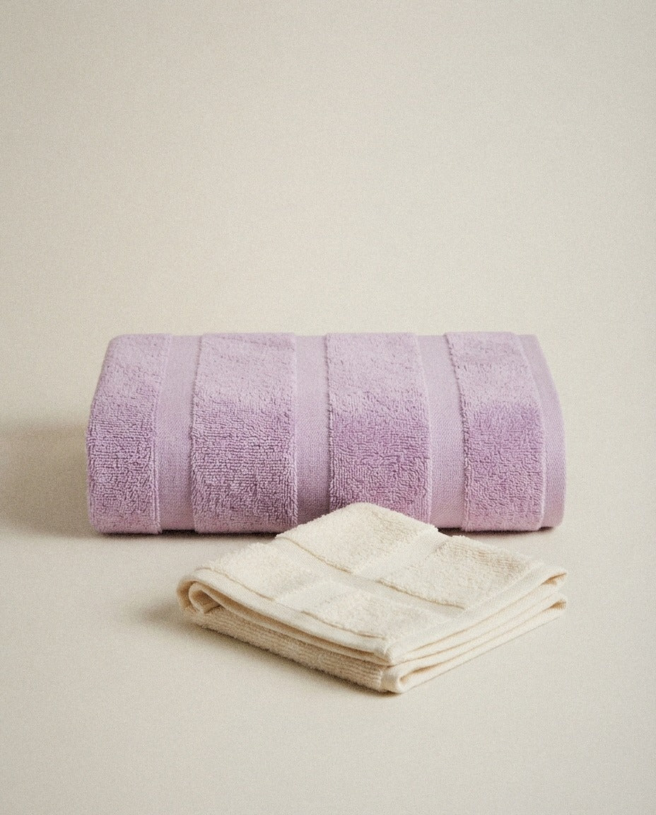Capri Cotton Bath Towels styled in a bright organic modern bathroom