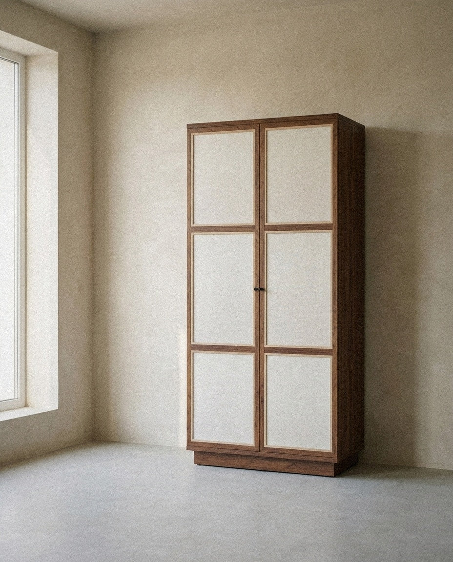 Capri Tall Storage Cabinet in a light organic modern interior