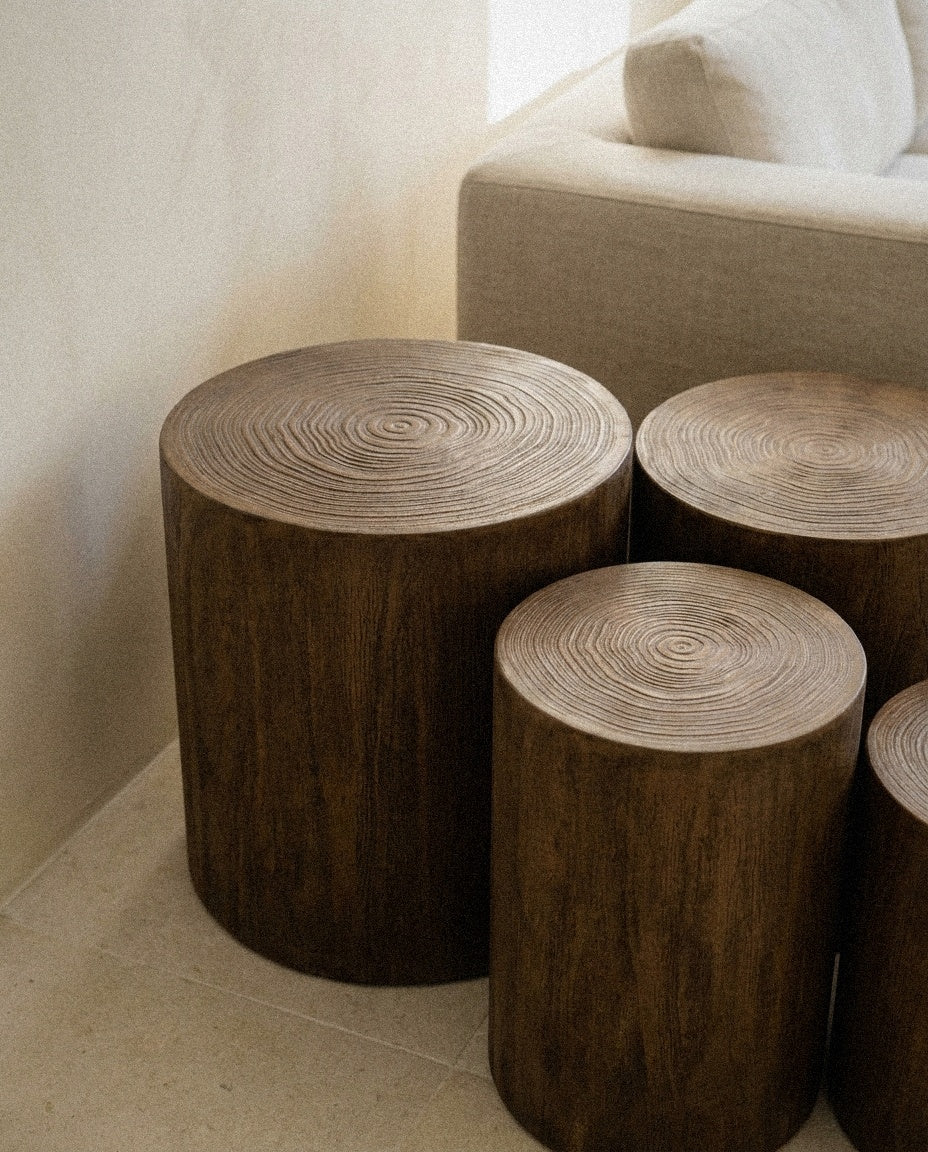 Close-up of Cylinder Nesting Tables (Set of 3) showing material and construction