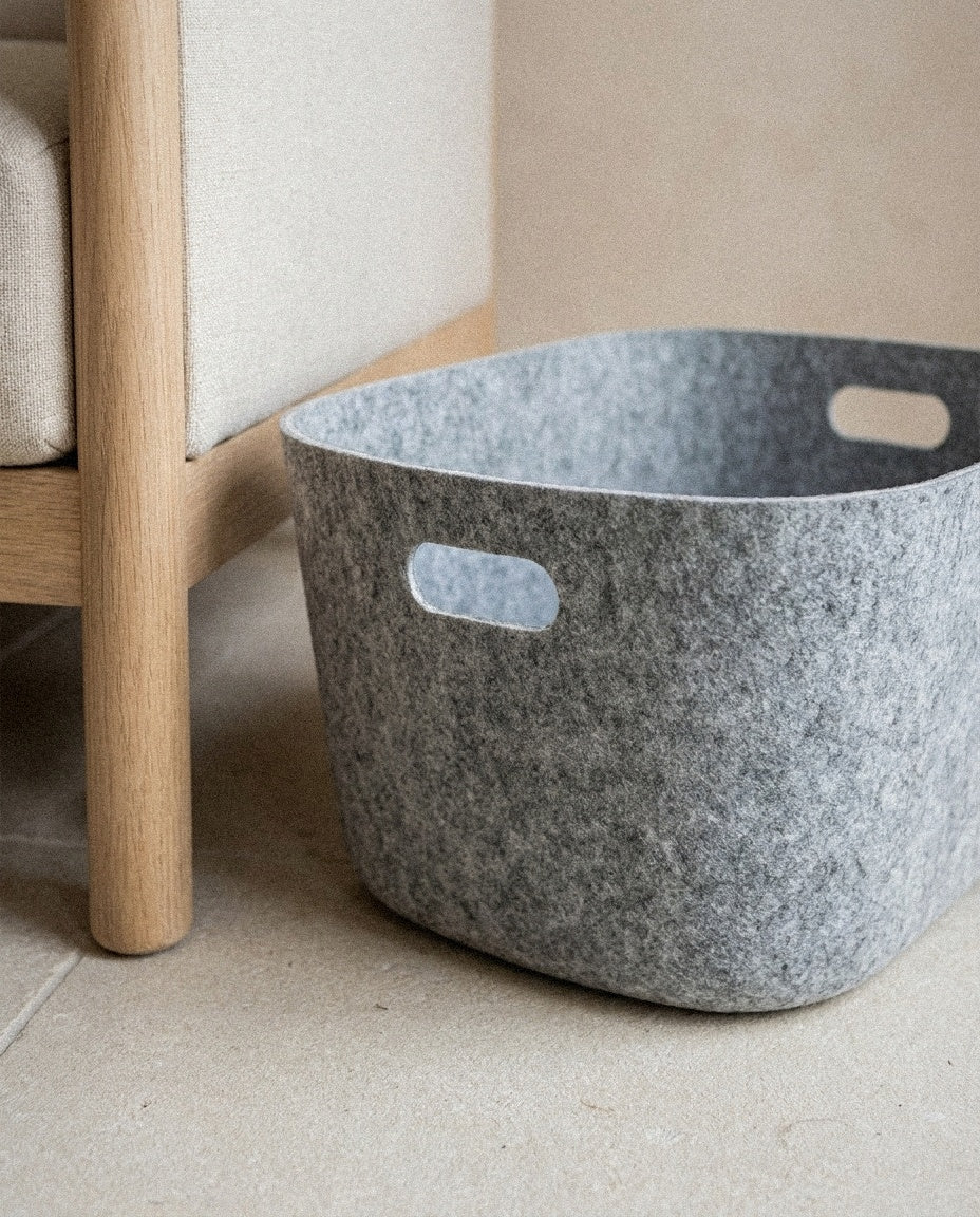 Close-up of Eco Felt Bin showing material and construction