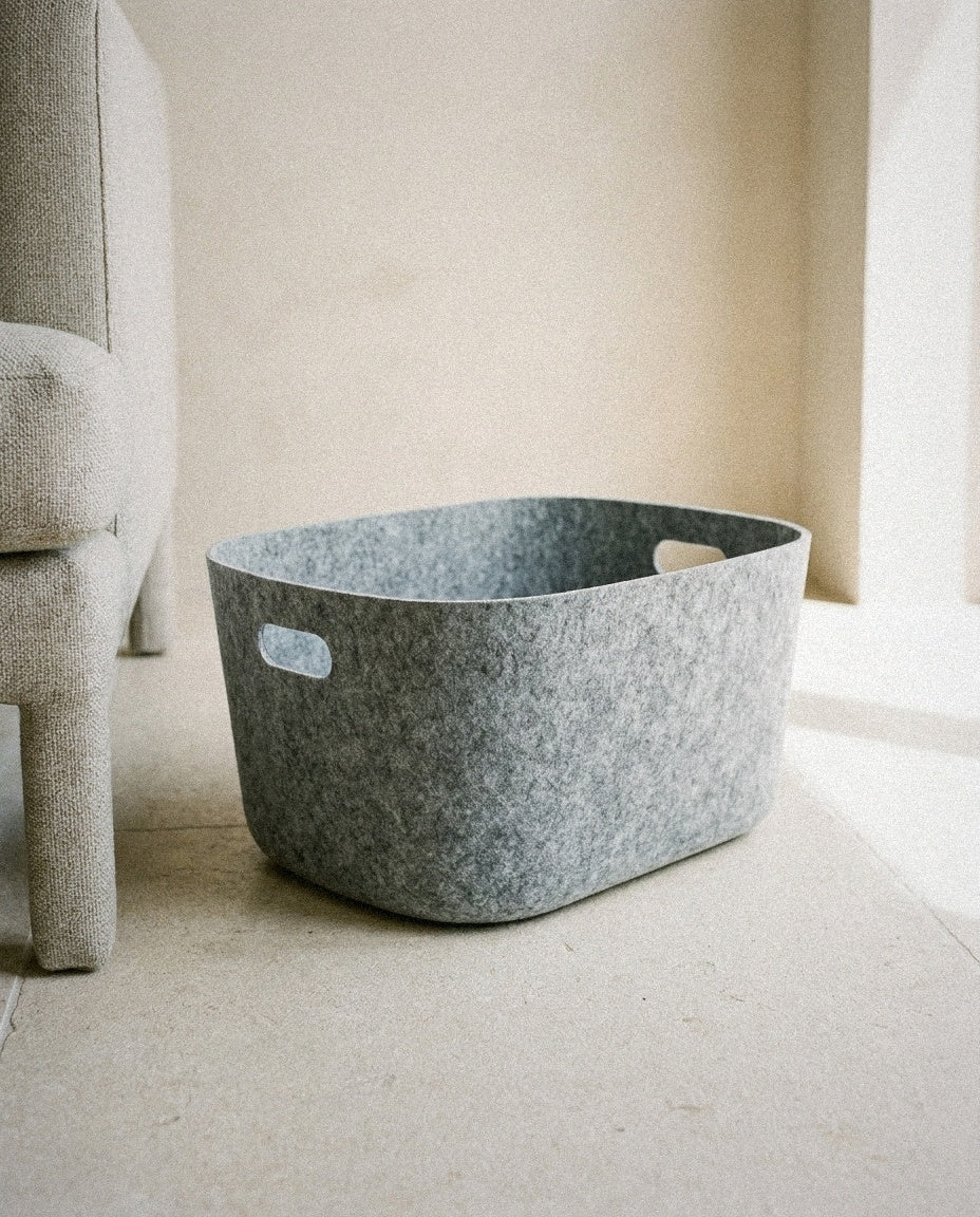 Eco Felt Bin in a light organic modern interior