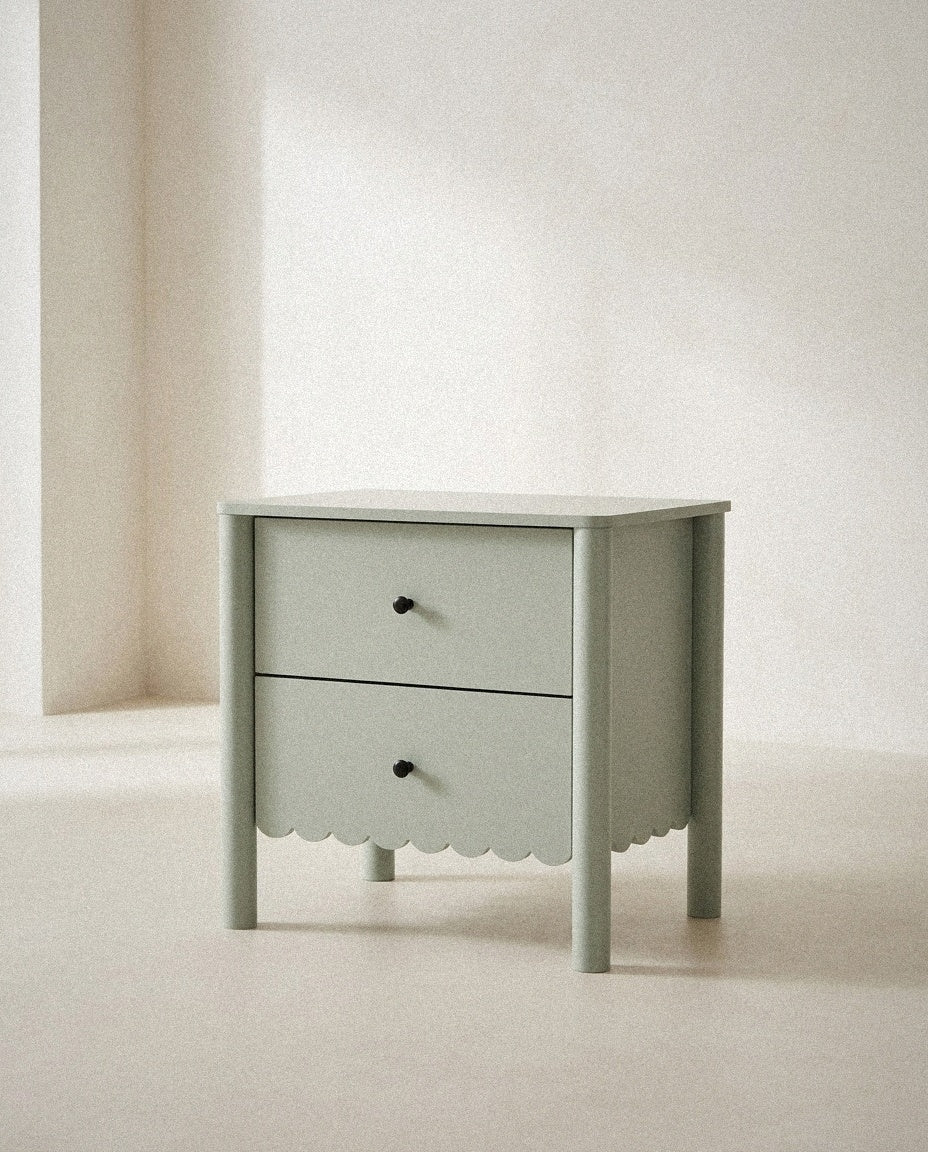 Emmeline Scalloped Nightstand – Sage