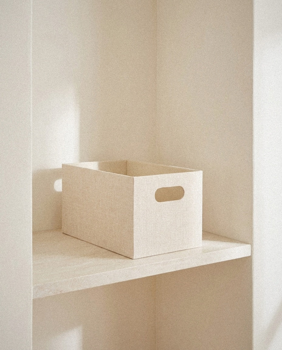 Fabric Bin in a light organic modern interior