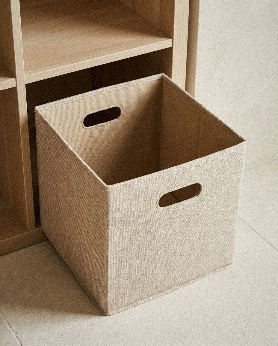 Close-up of Fabric Cube Bin showing material and construction