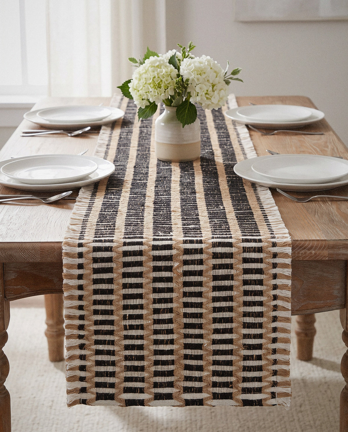 Black & Natural Woven Stitch Placemats, Set of 4 - Curora Home