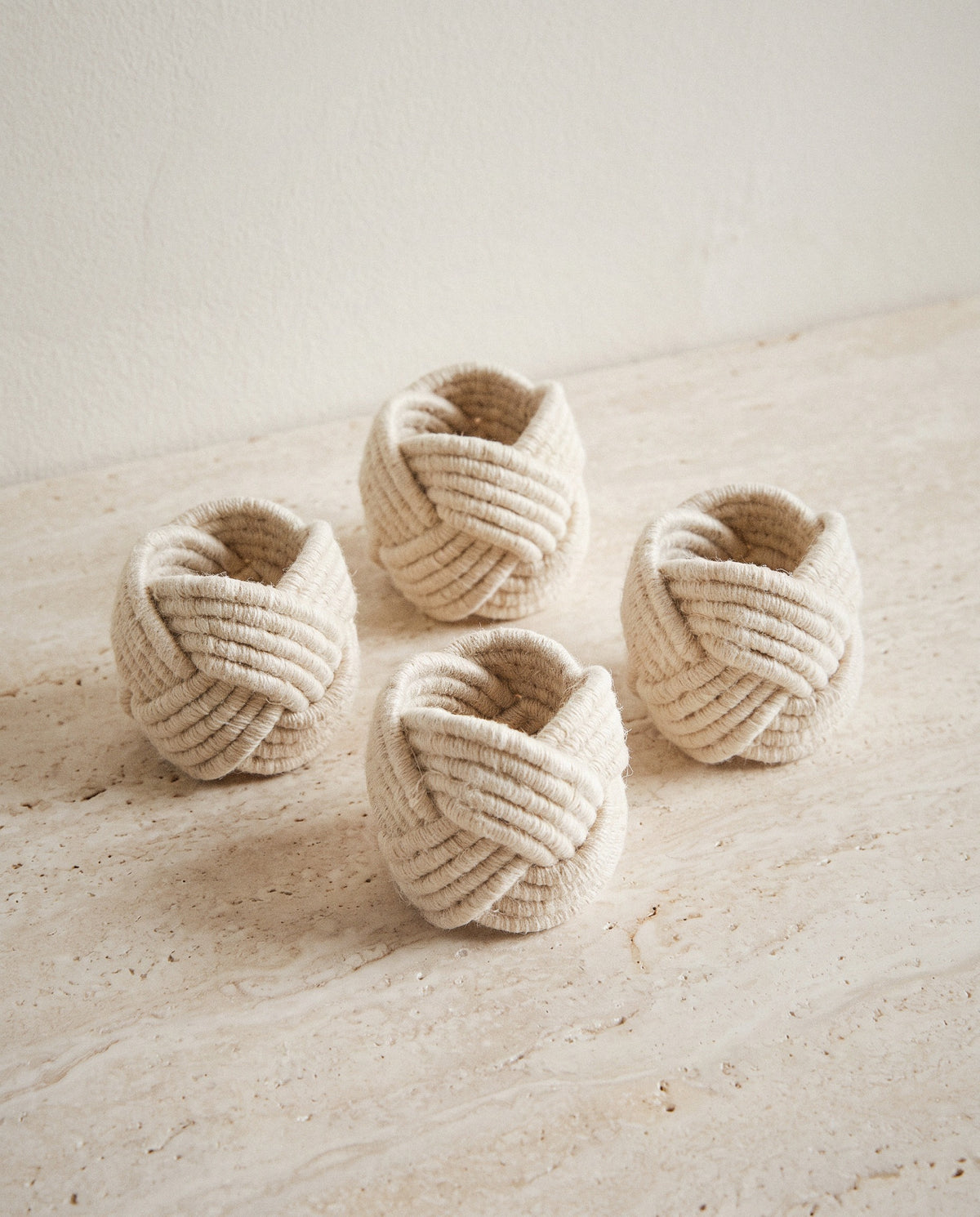 Ivory Braided Jute Napkin Rings, Set of 4 - Curora Home