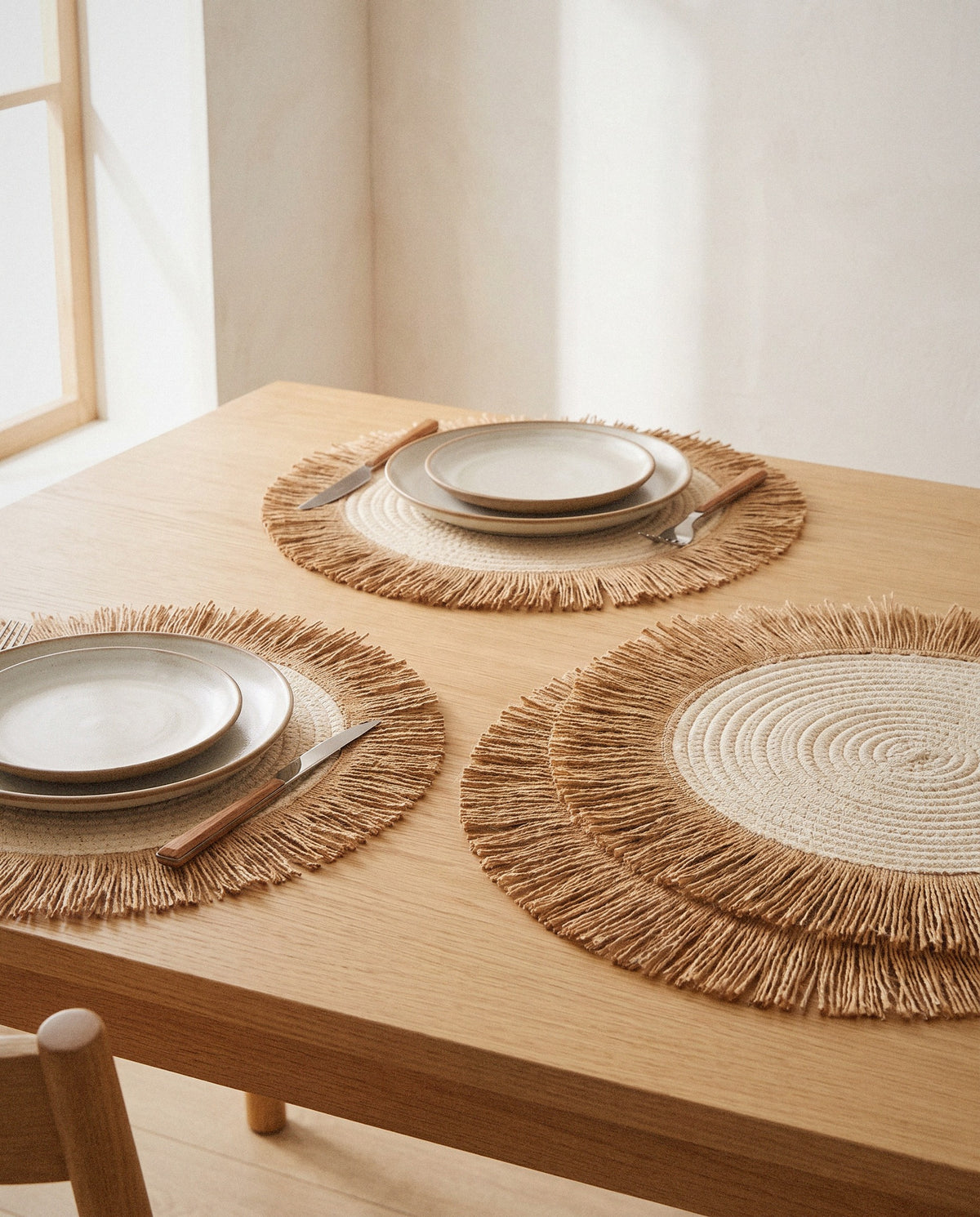 Natural Jute Fringe Placemats, Set of 4 - Curora Home