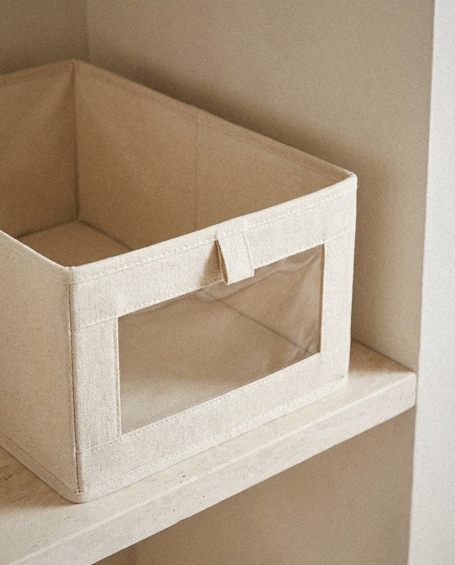 Close-up of Foldable Linen Storage Bins – 4 Piece showing material and construction