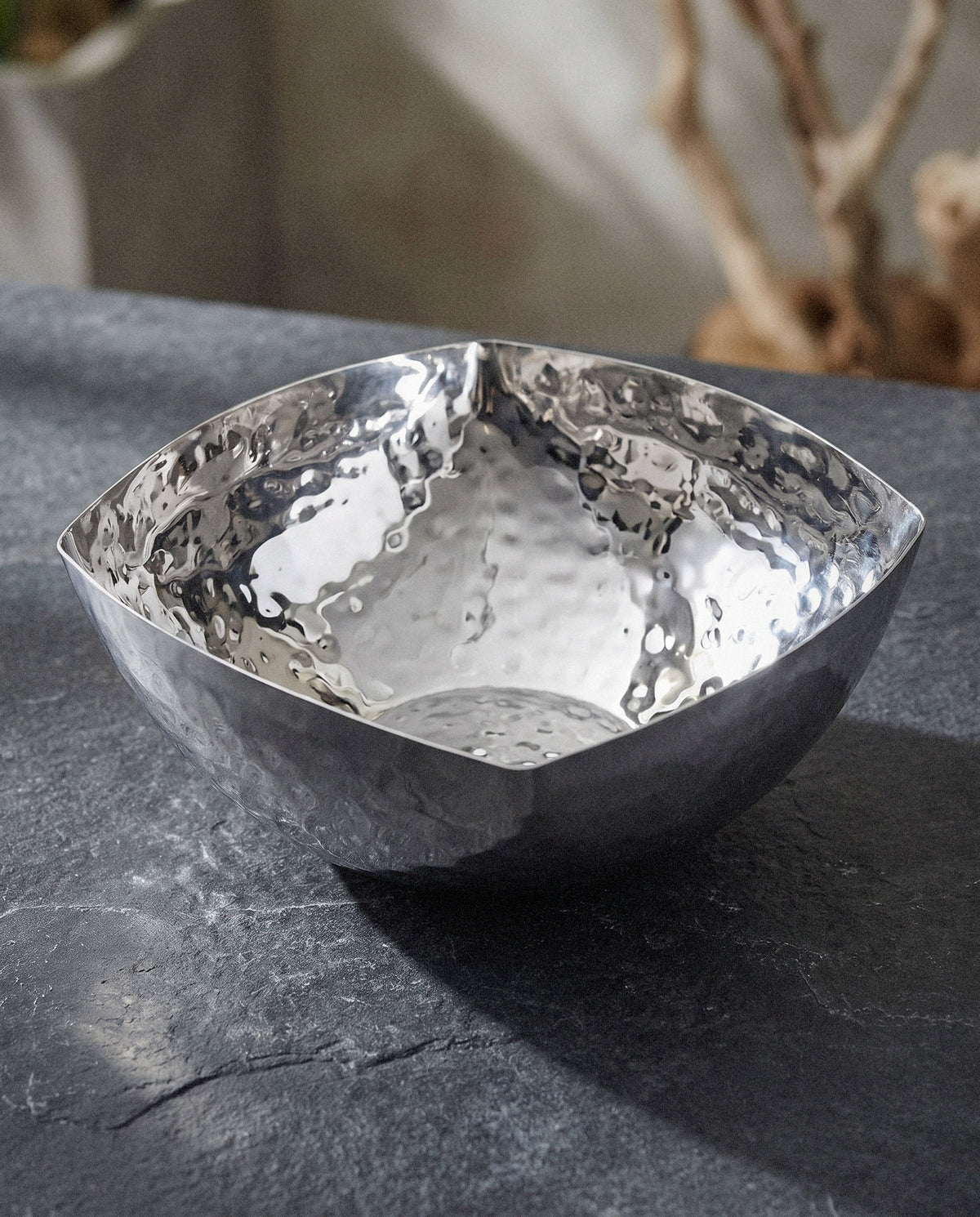 Hammered Steel Salad Bowl - Curora Home
