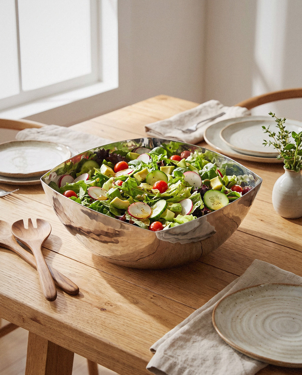 Hammered Steel Salad Bowl - Curora Home