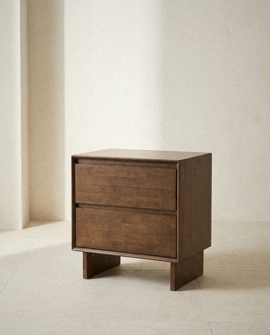 Glenwood 2-Drawer Nightstand in a light organic modern interior
