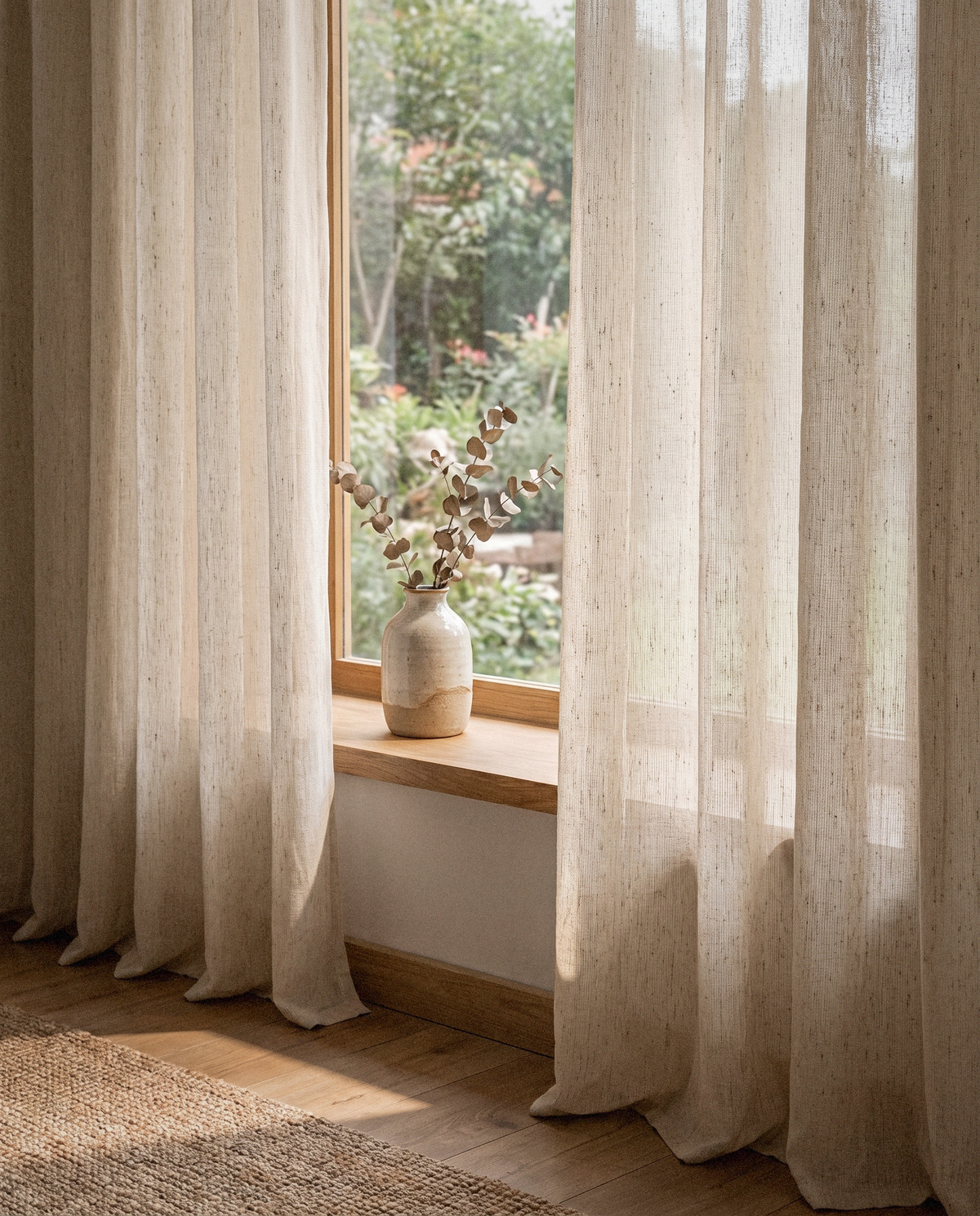 Linen-Look Sheer Curtain - Curora Home