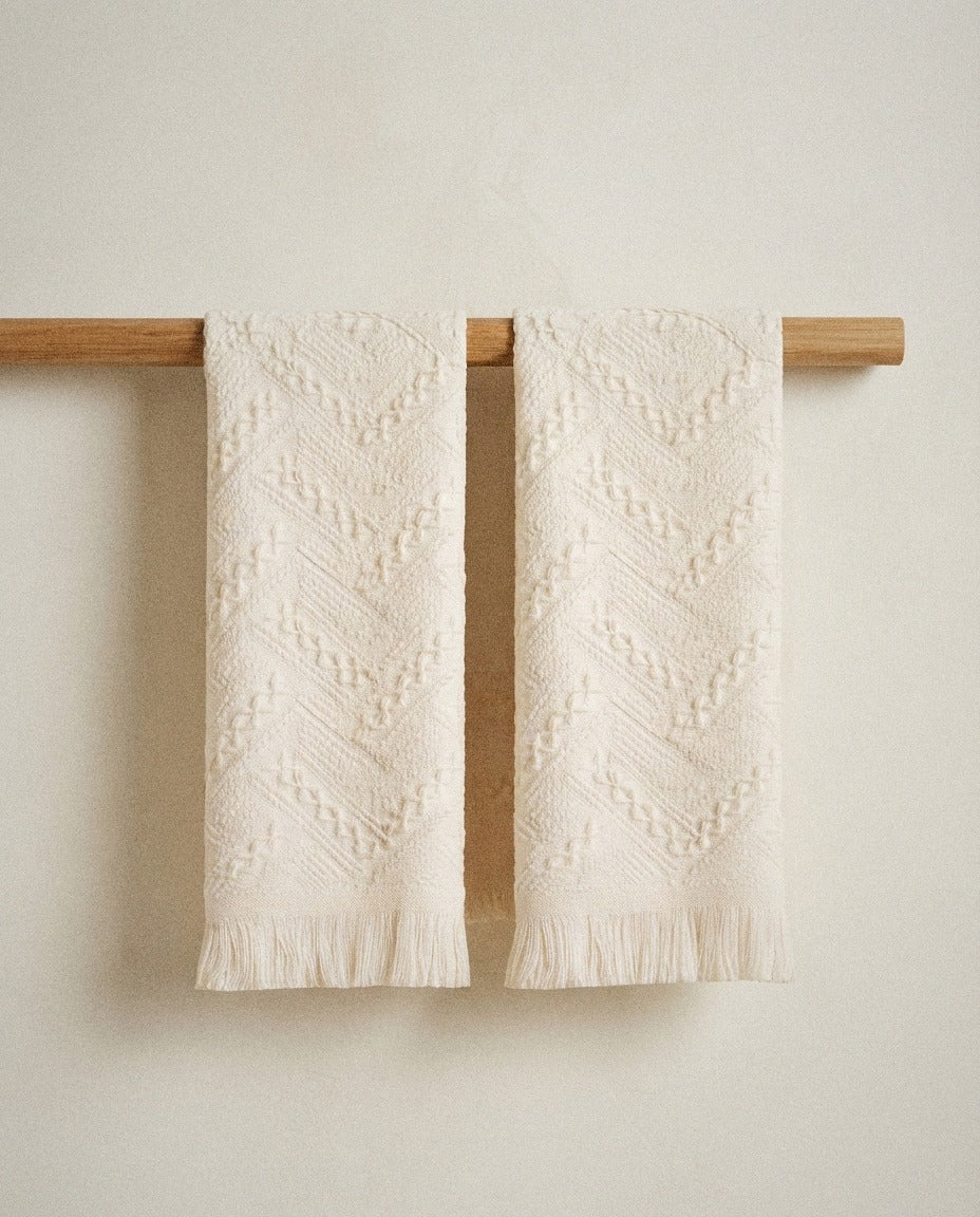 Luma Turkish Hand Towels styled in a bright organic modern bathroom