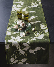 Porto Olive Linen Table Runner - Curora Home