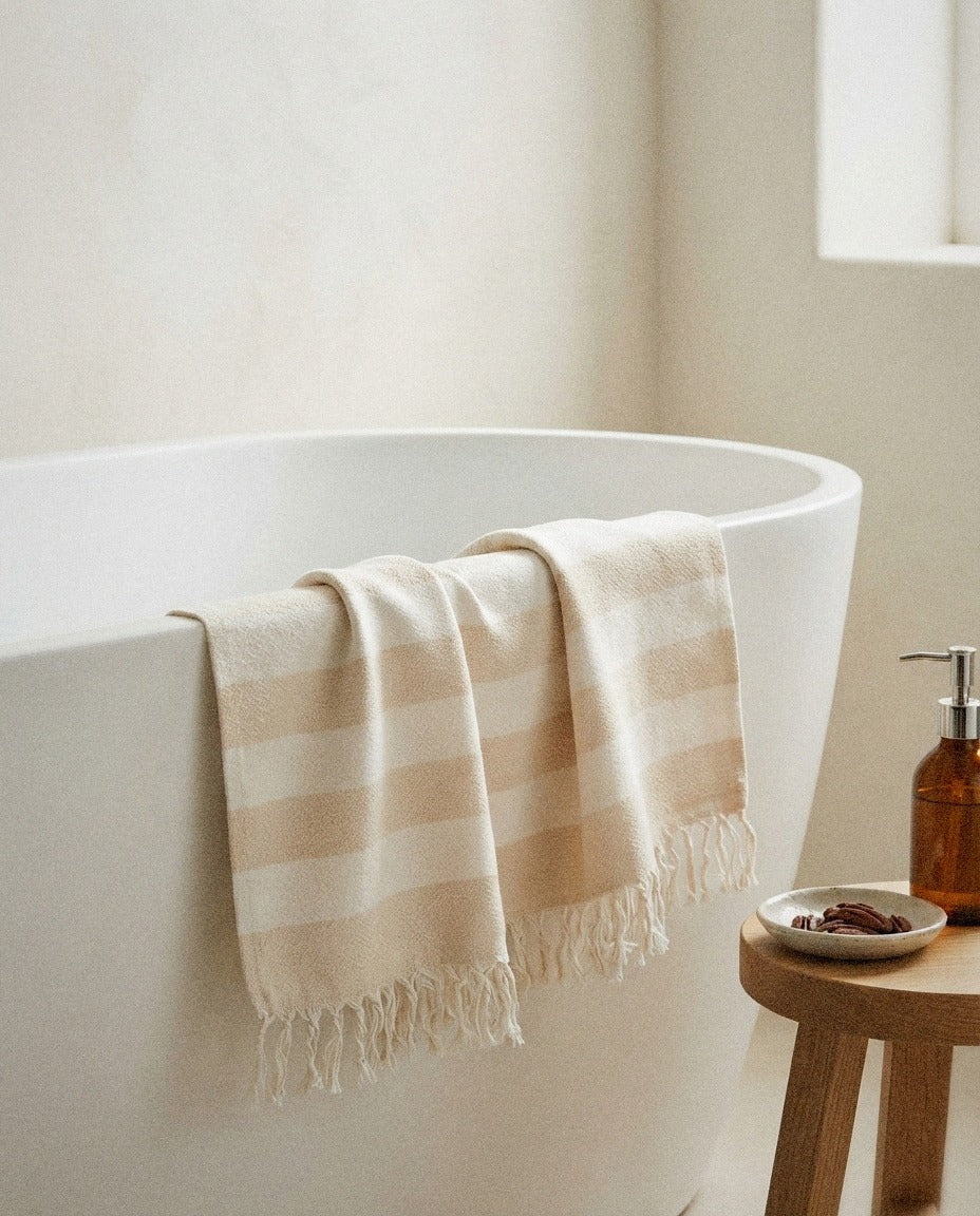 Pure Cotton Hand Towel in a calm spa style bathroom setting