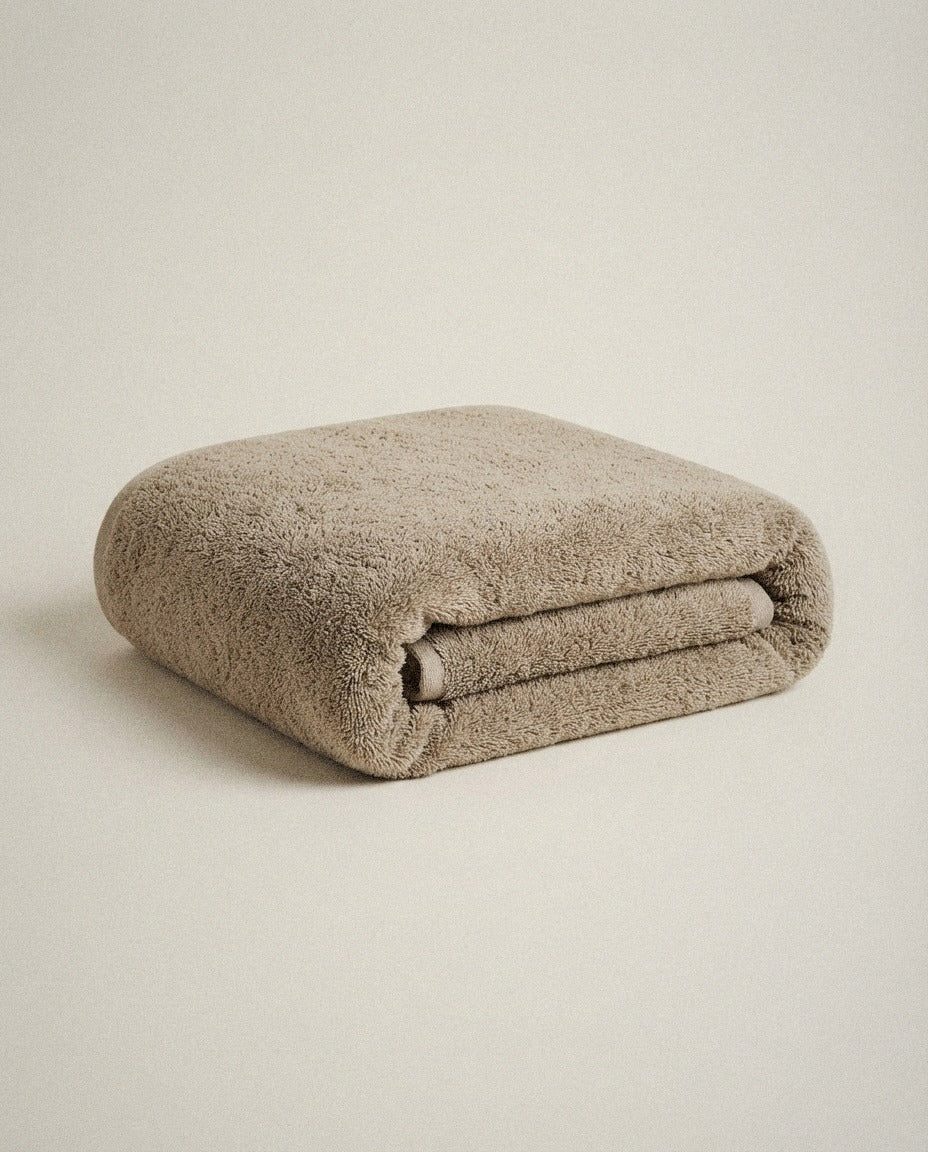 Thick Cotton Bath Towel styled in a bright organic modern bathroom