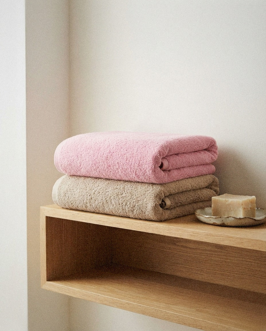 Thick Cotton Bath Towel in a calm spa style bathroom setting
