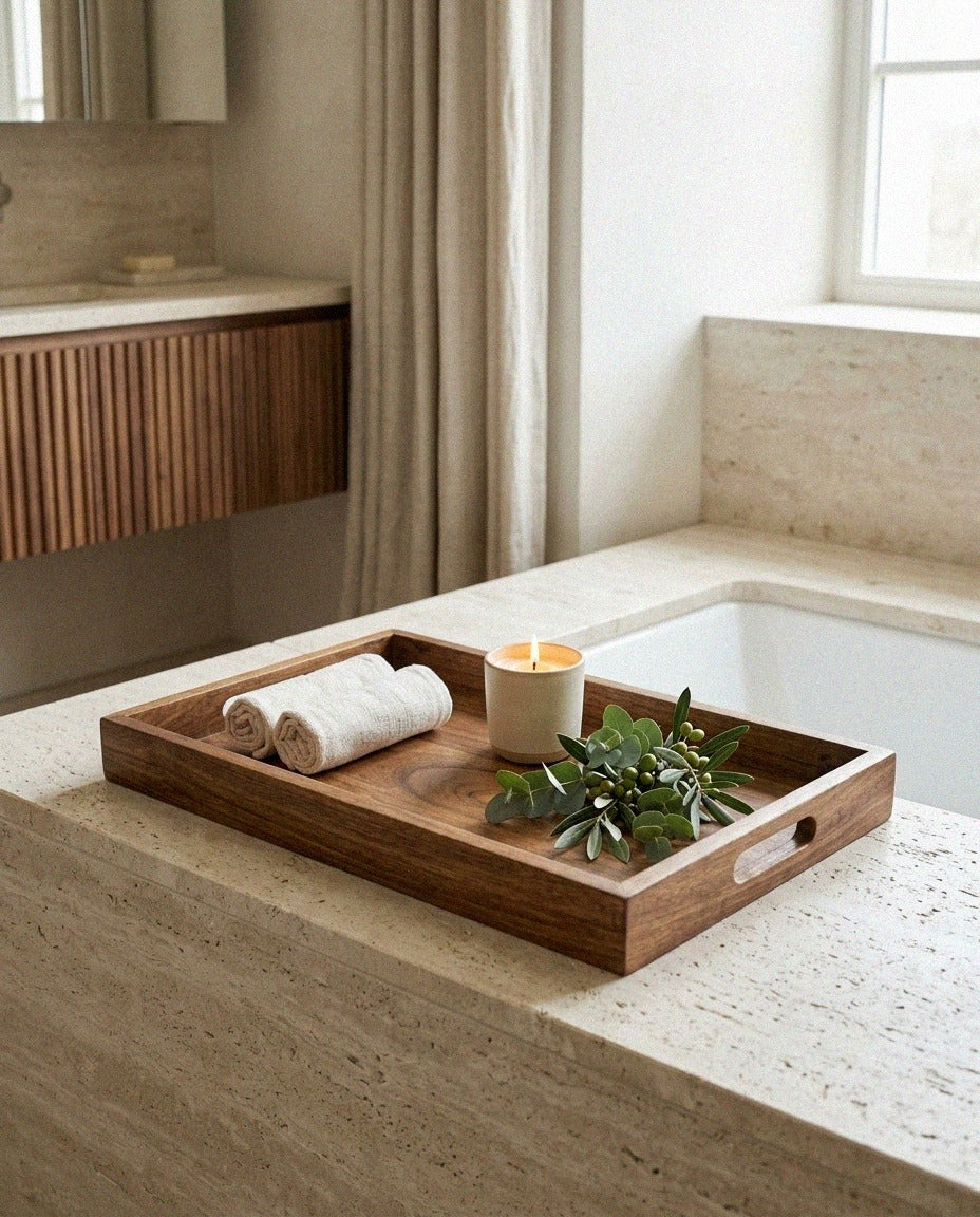 Large Mango Wood Serving Tray - styled photo 1