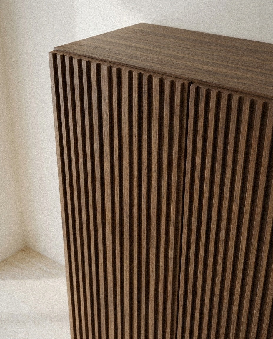 Close-up of Render 2-Door Wardrobe showing material and construction