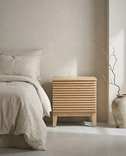 Render 2-Drawer Nightstand in a light organic modern interior