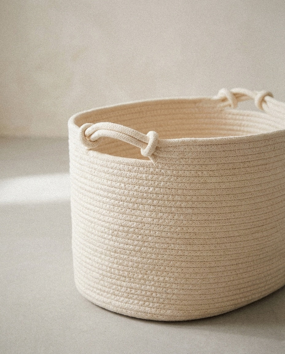 Close-up of Rope Cube Storage Basket showing material and construction