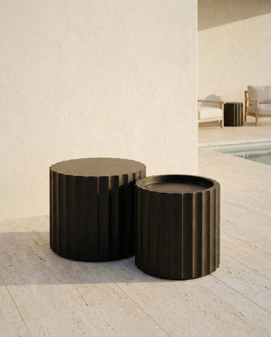 Round Nesting Coffee Tables, Set of 2 in a light organic modern interior