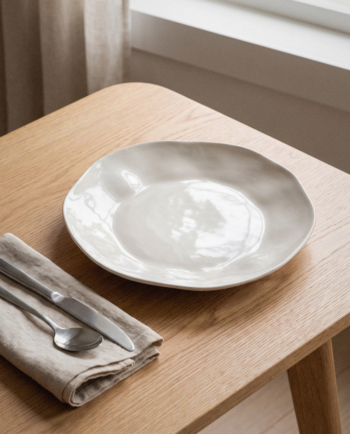 Rugueux Pearl Stoneware Dinner Plate - Curora Home