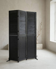 Rustic 3 Panel Room Dividers And Folding Privacy Screen in a light organic modern interior