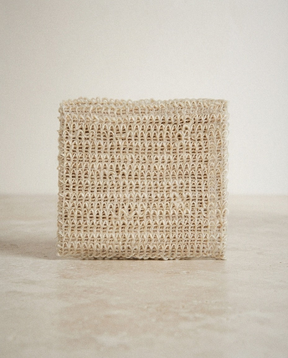 Sisal Washcloth styled in a bright organic modern bathroom