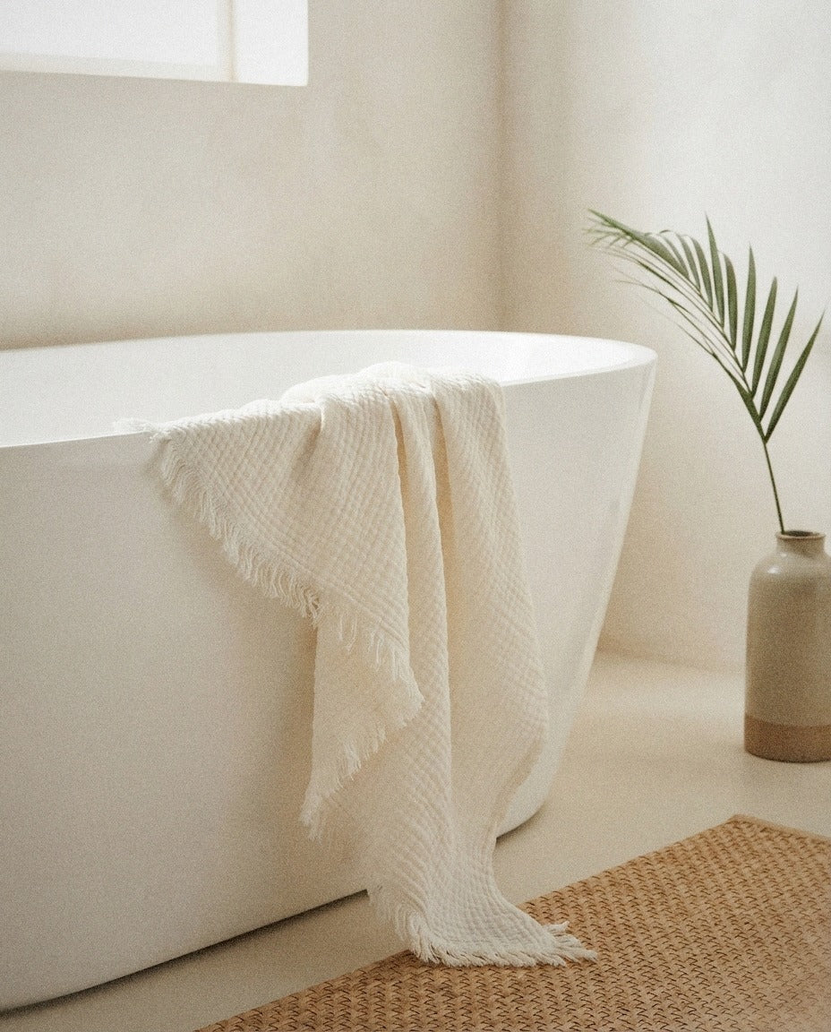 Strand Bath Towel in a calm spa style bathroom setting