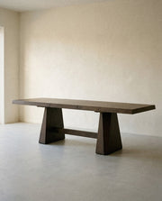Tauren - Extendable Double Pedestal Dining Table - Coffee Bean in a light organic modern interior