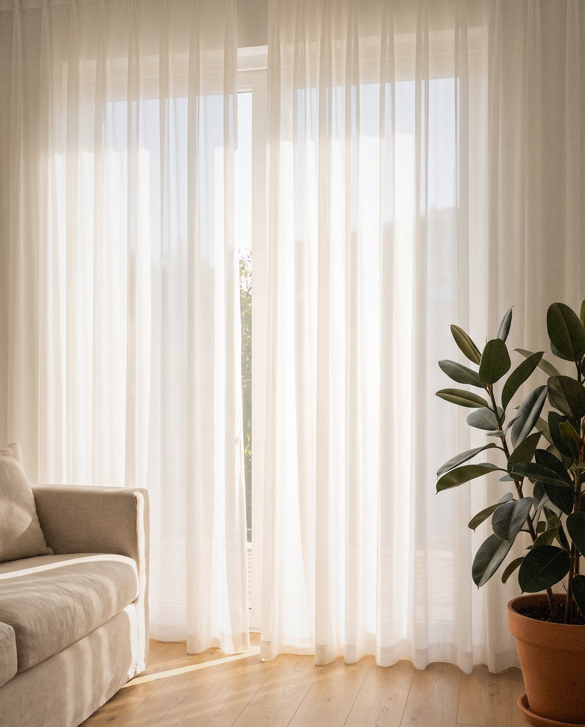 White Chiffon Sheer Curtains - Curora Home