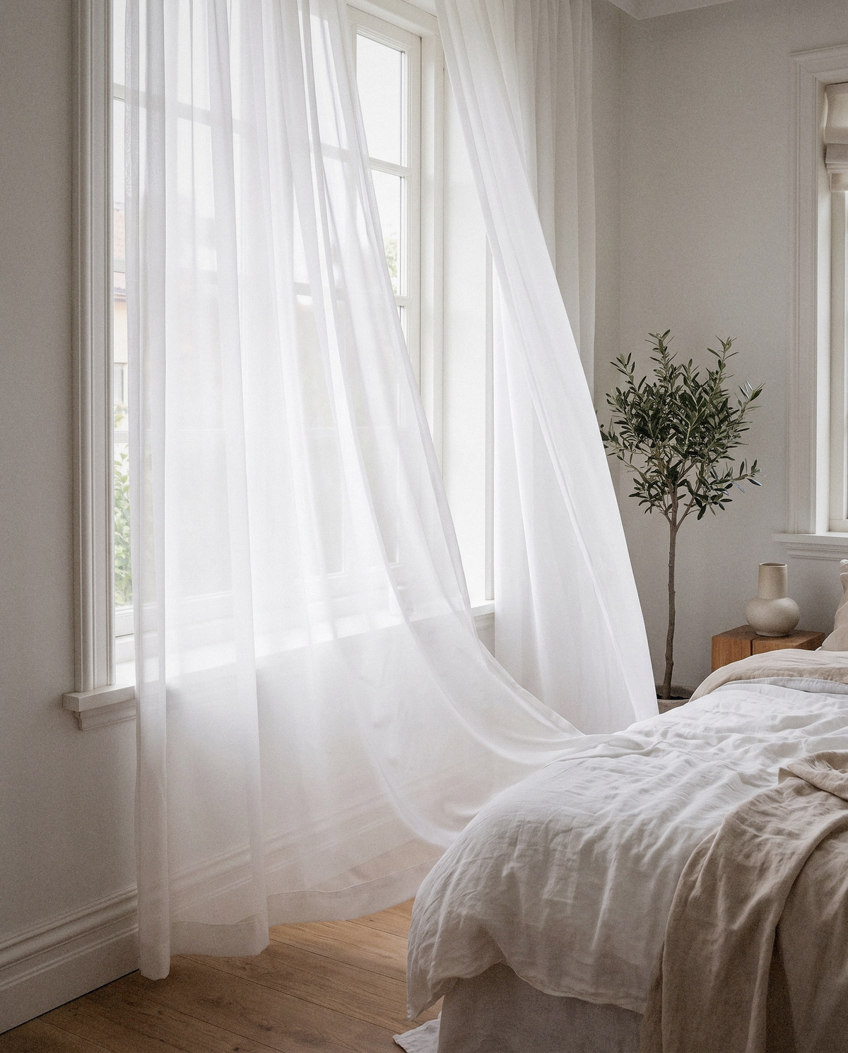 White Chiffon Sheer Curtains - Curora Home