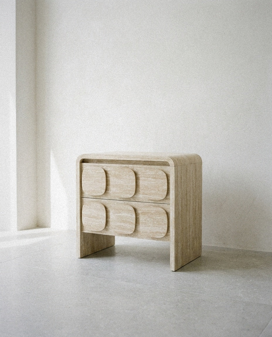 Toscana 2-Drawer Nightstand in a light organic modern interior