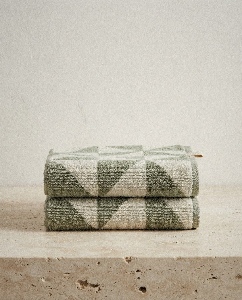 Umbra Cotton Bath Towels styled in a bright organic modern bathroom
