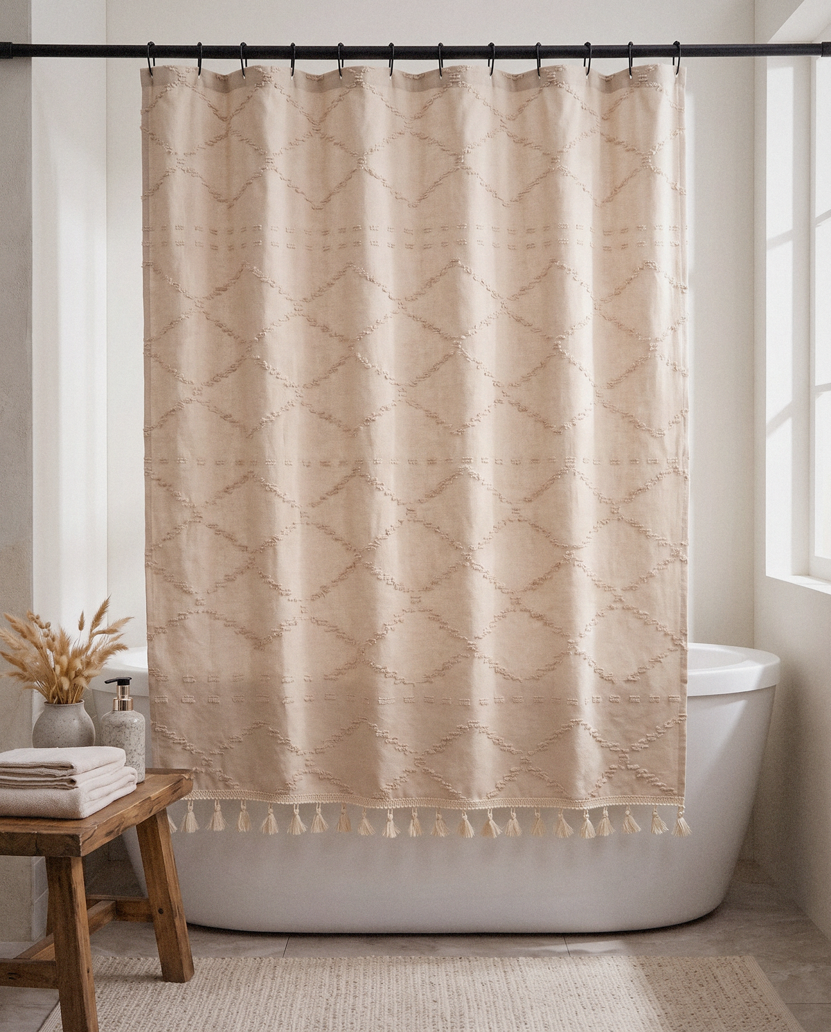Valencia Tufted Shower Curtain - Curora Home