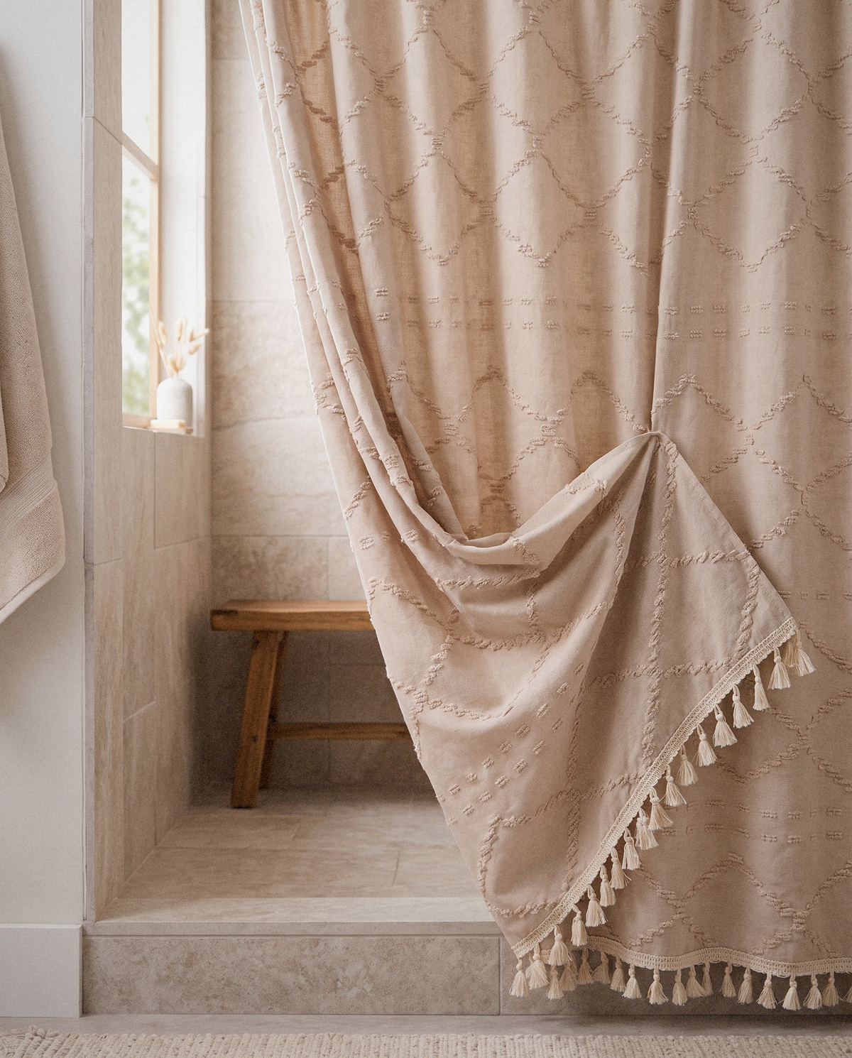 Valencia Tufted Shower Curtain - Curora Home