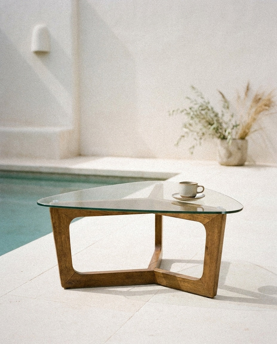 Walker Coffee Table, Brown styled in a minimal, sunlit room