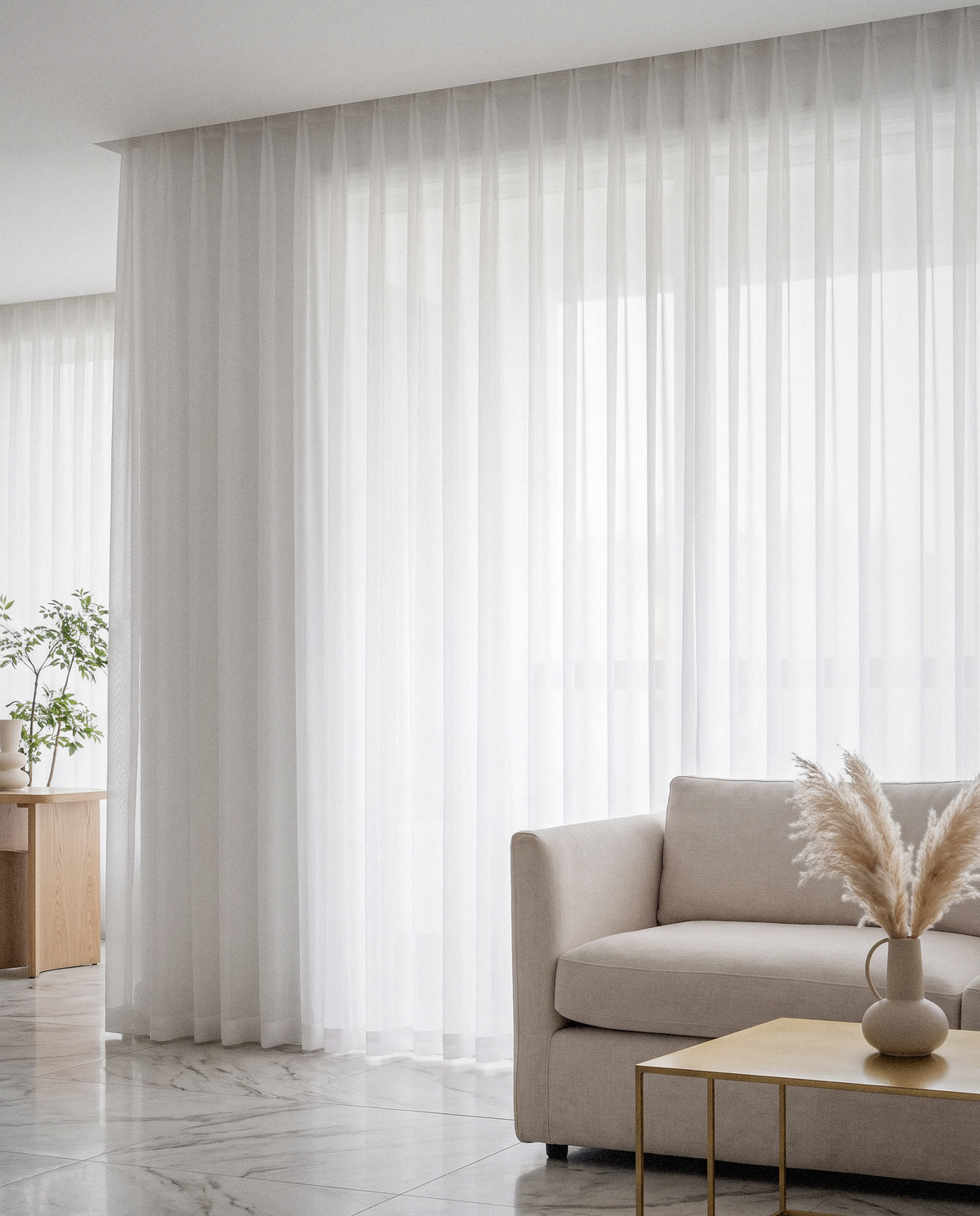 White Tulle Sheer Curtain - Curora Home