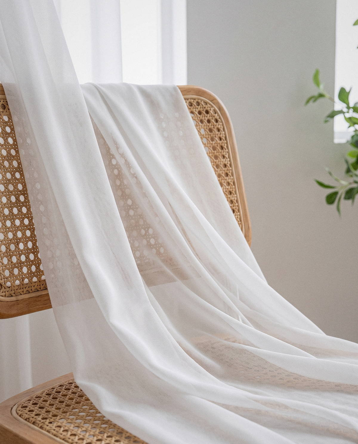 White Tulle Sheer Curtain - Curora Home