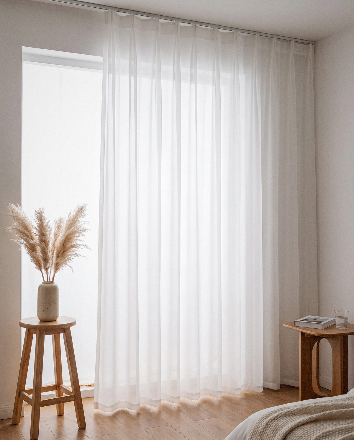 White Tulle Sheer Curtain - Curora Home