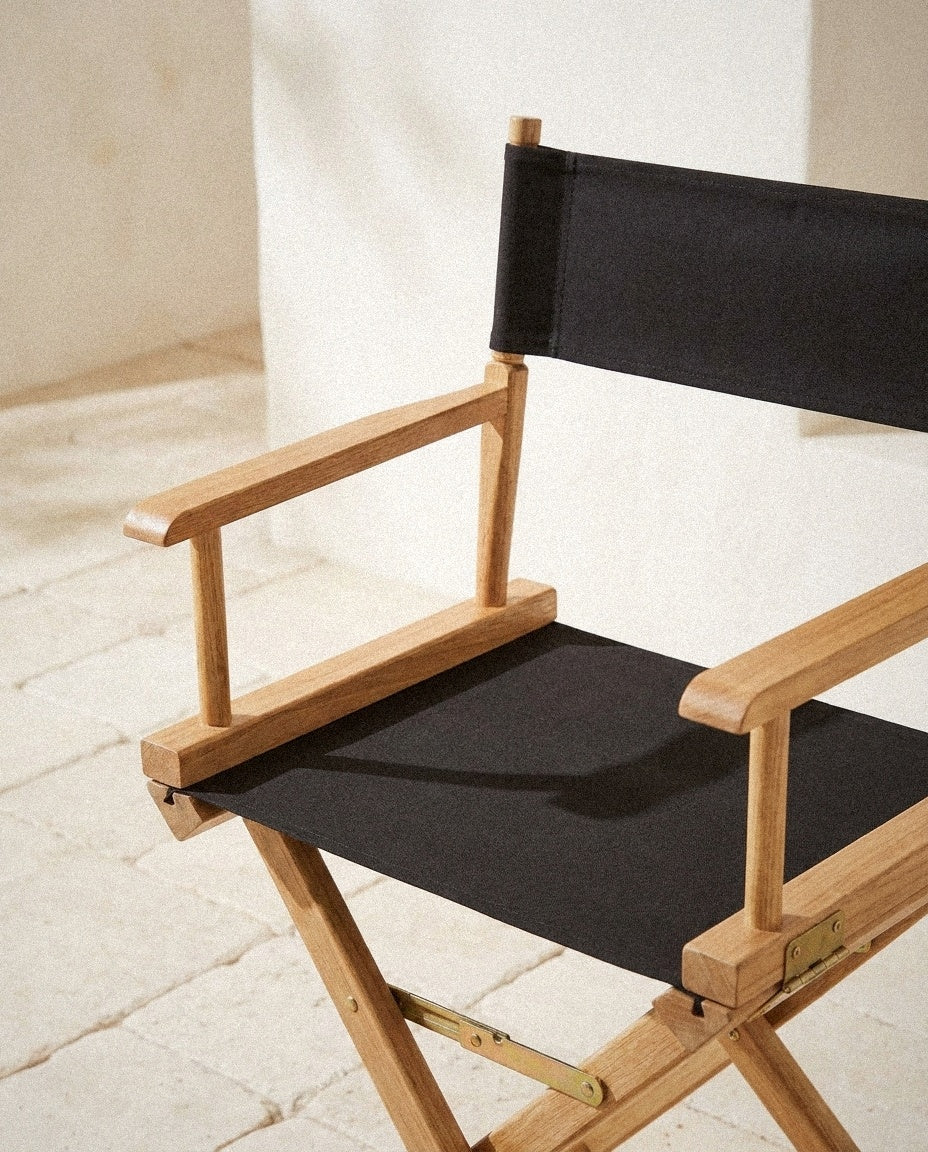 Close-up of Wooden Director's Chair showing material and construction