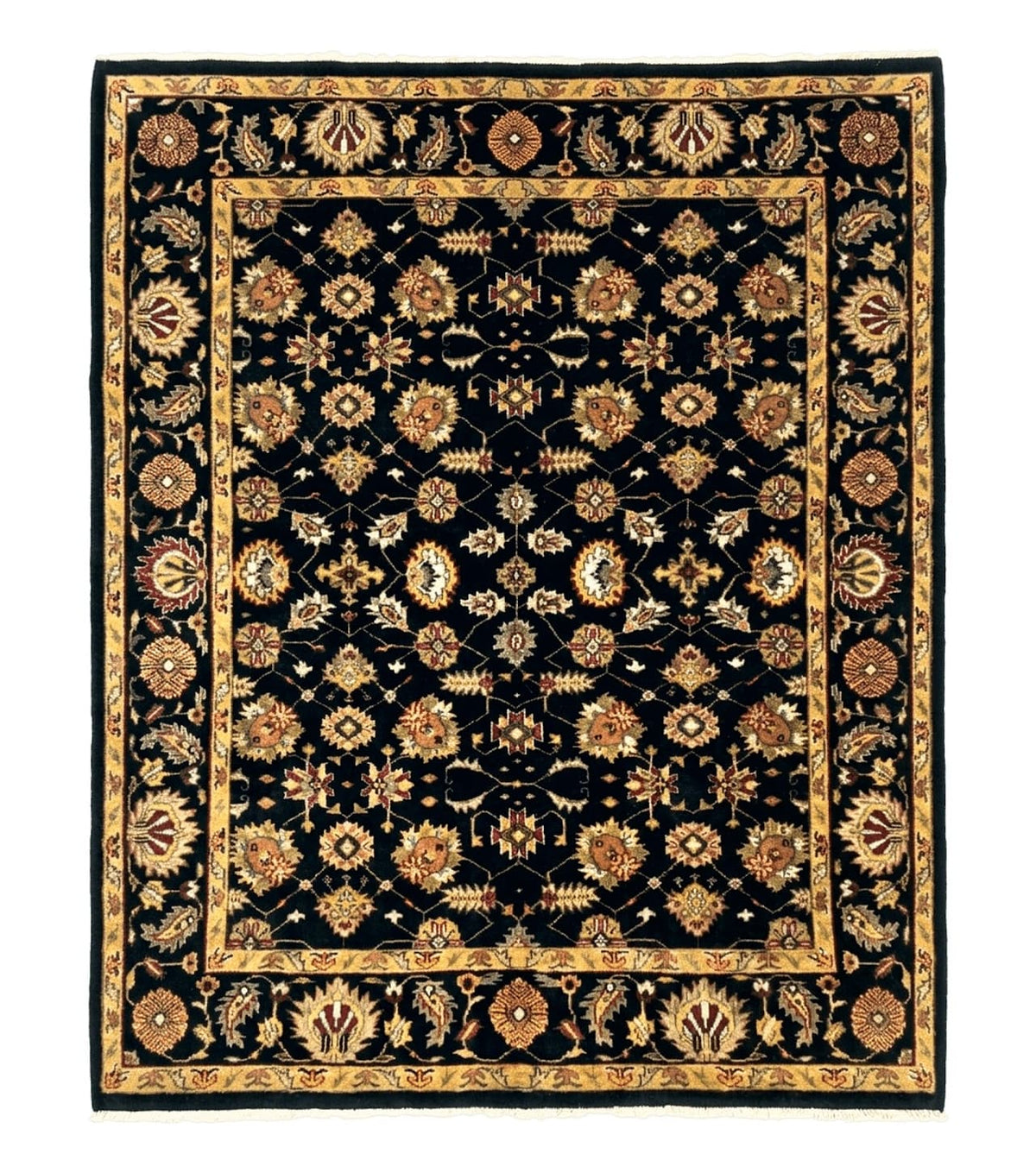 Indo Persian Mahal Rug, Black/Gold 8x10